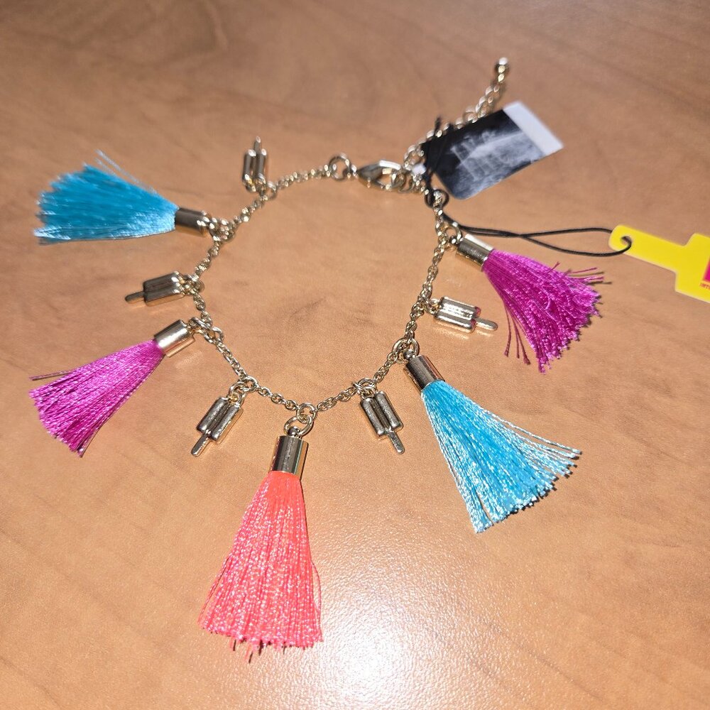 INC Popsicle Pink Metal Popsicle Tassle Bracelet Summer Fashion NWT and box